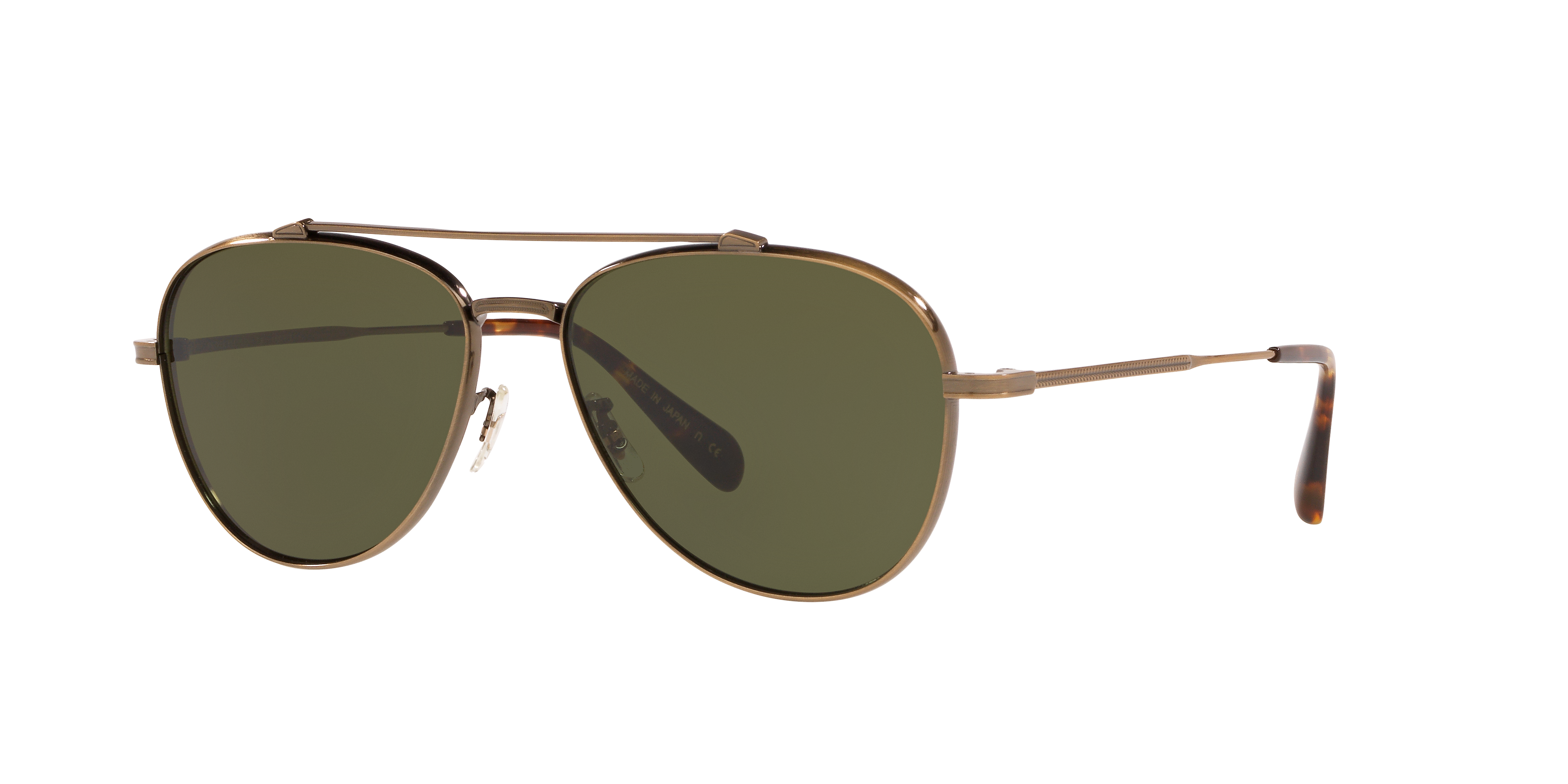 Oliver Peoples Rikson with Antique Gold frame and Green lenses