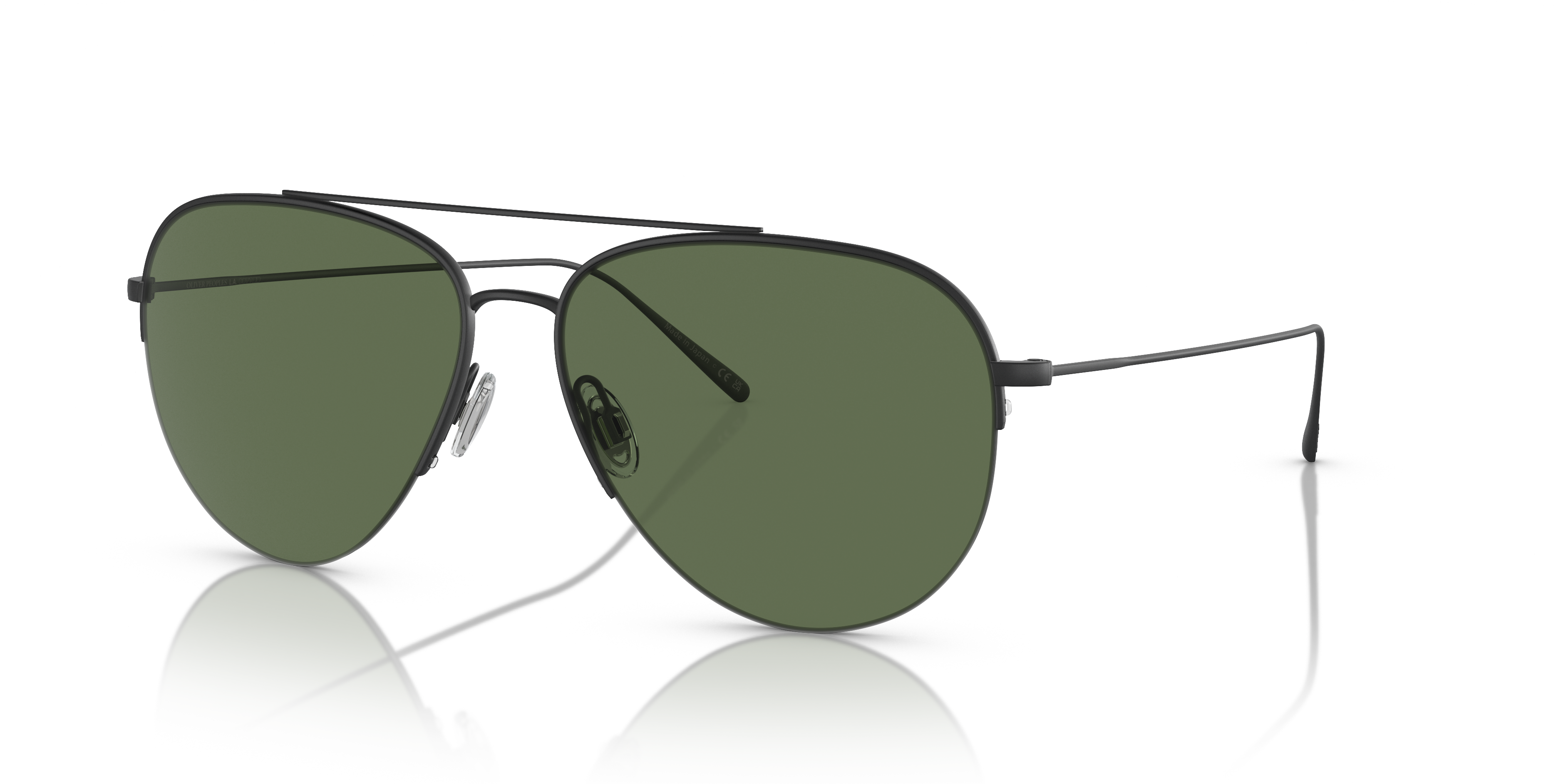 Oliver Peoples Cleamons with Matte Black frame and Green Polar