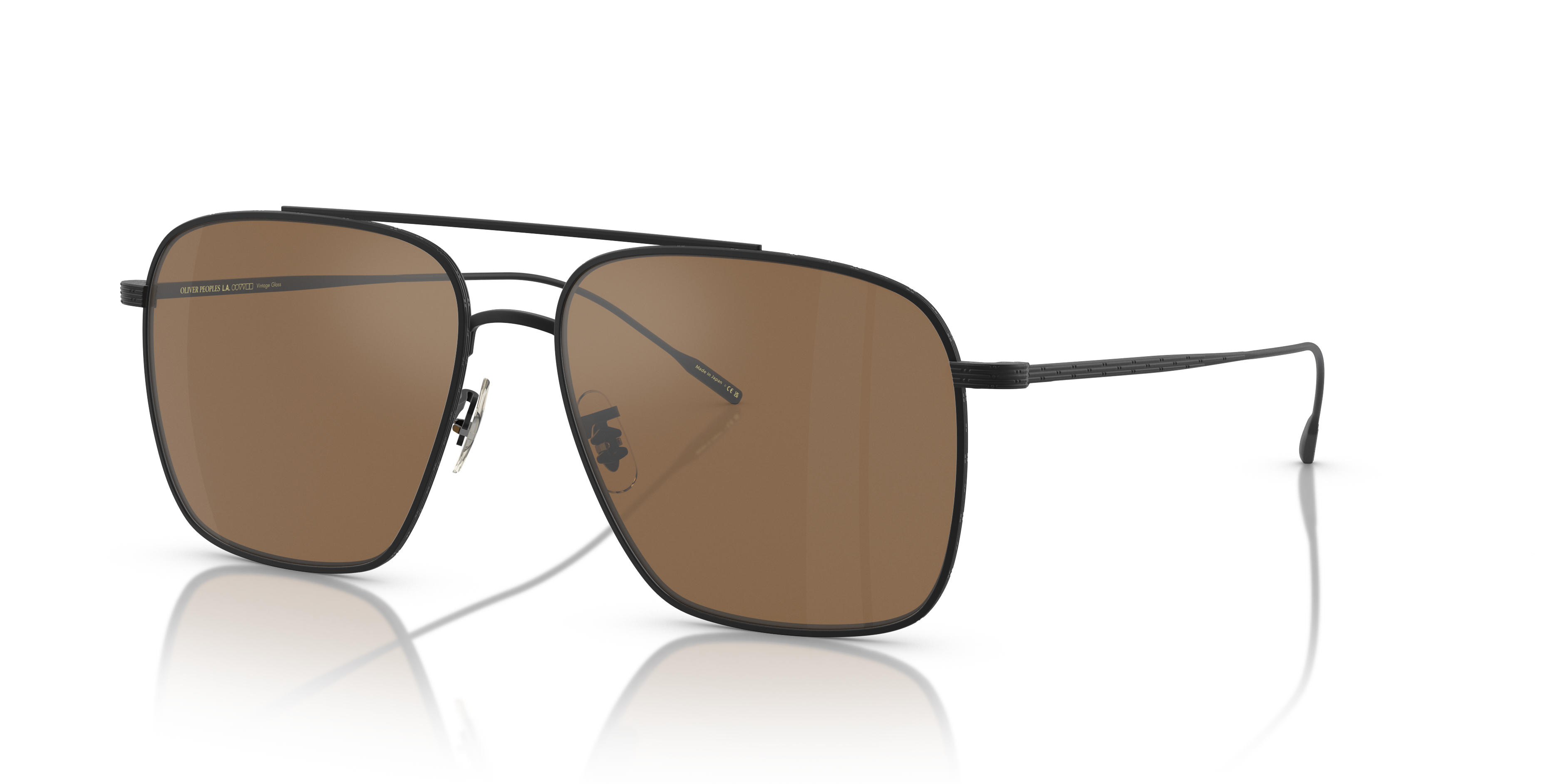 Oliver Peoples Dresner with Matte Black frame and Cognac Mirror
