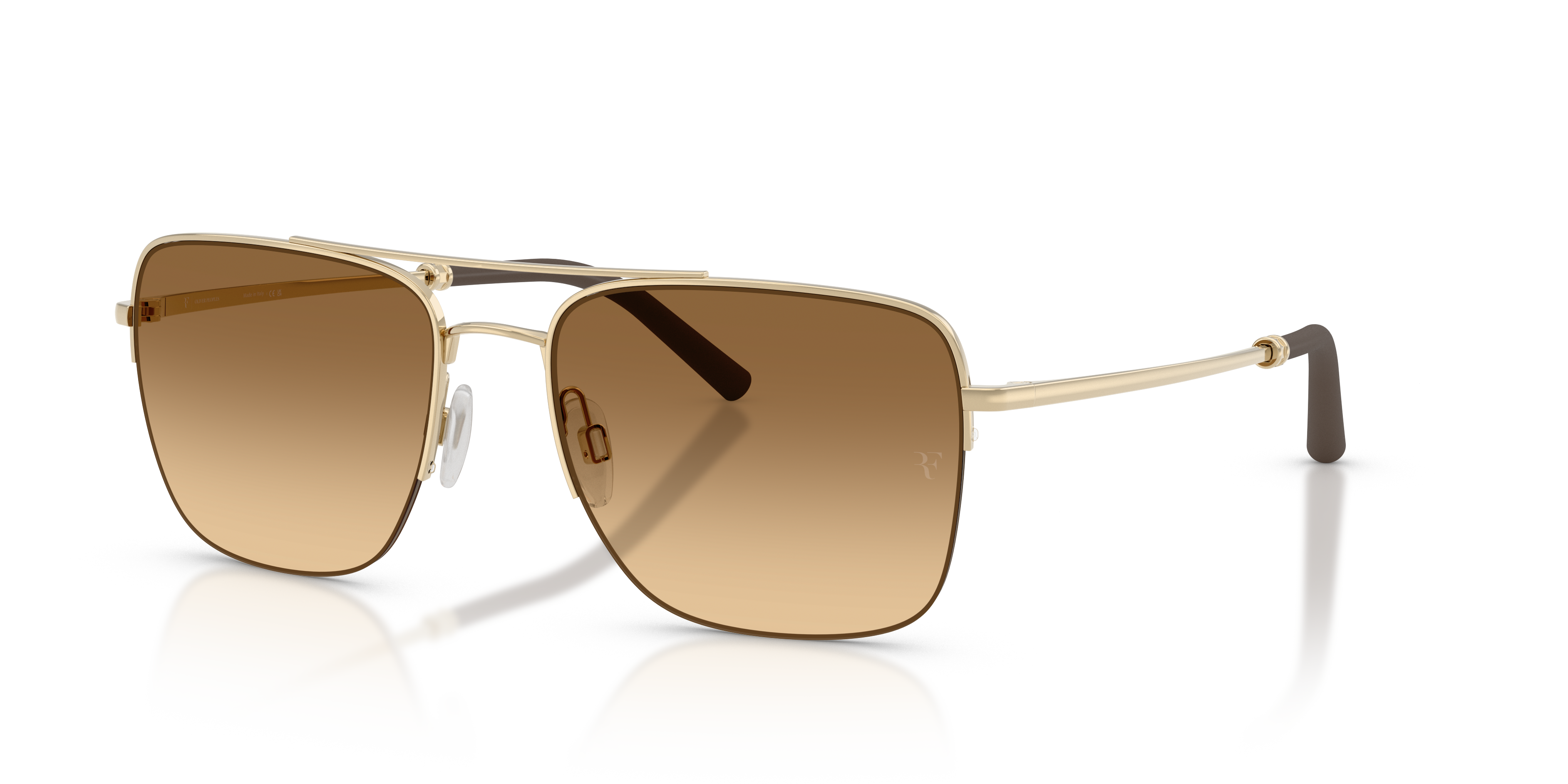 Oliver Peoples R-2 with Gold frame and Saddle Gradient To Dark