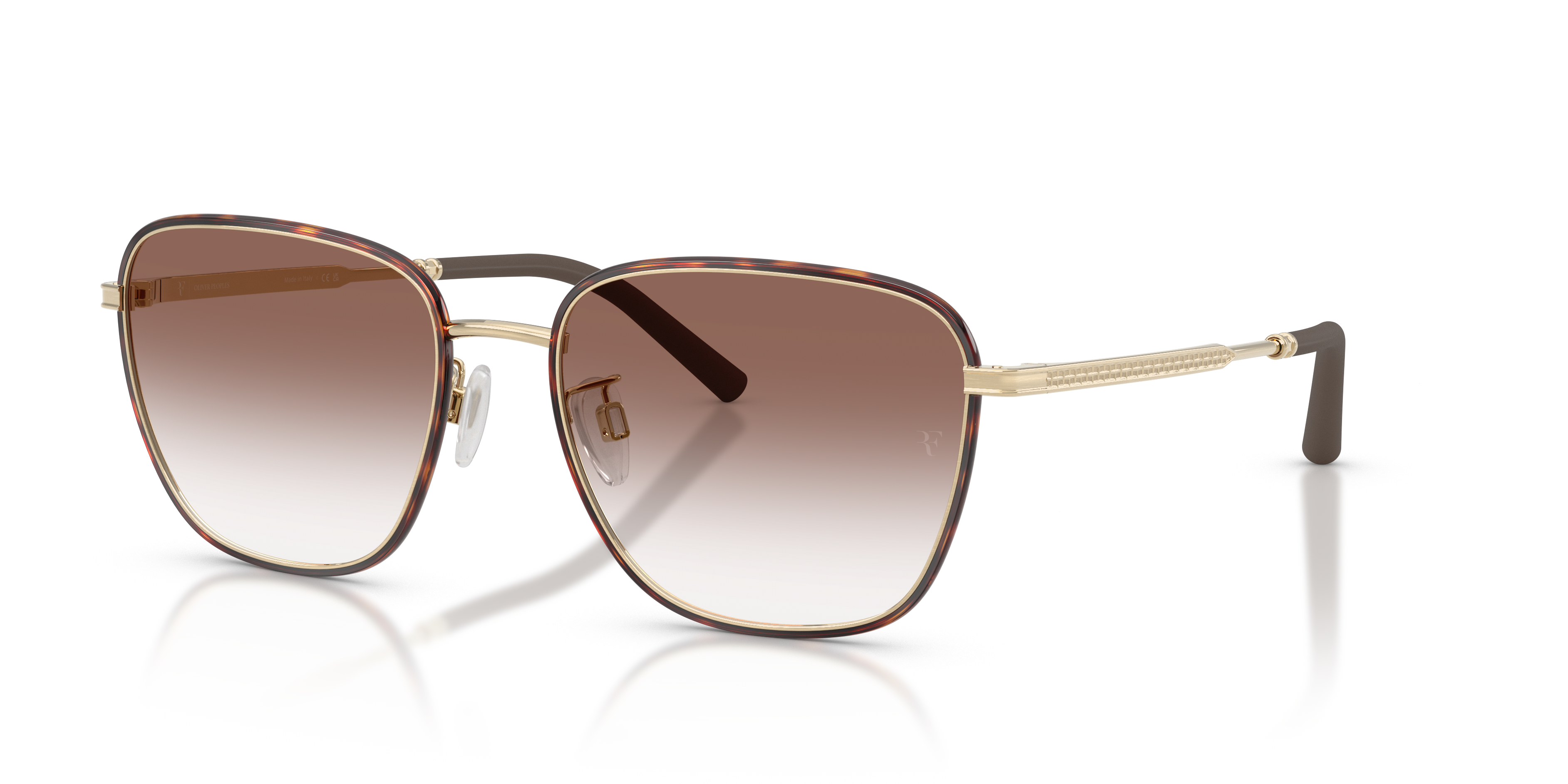 Oliver Peoples R-18 with Brushed Gold/Dark Mahogany frame and