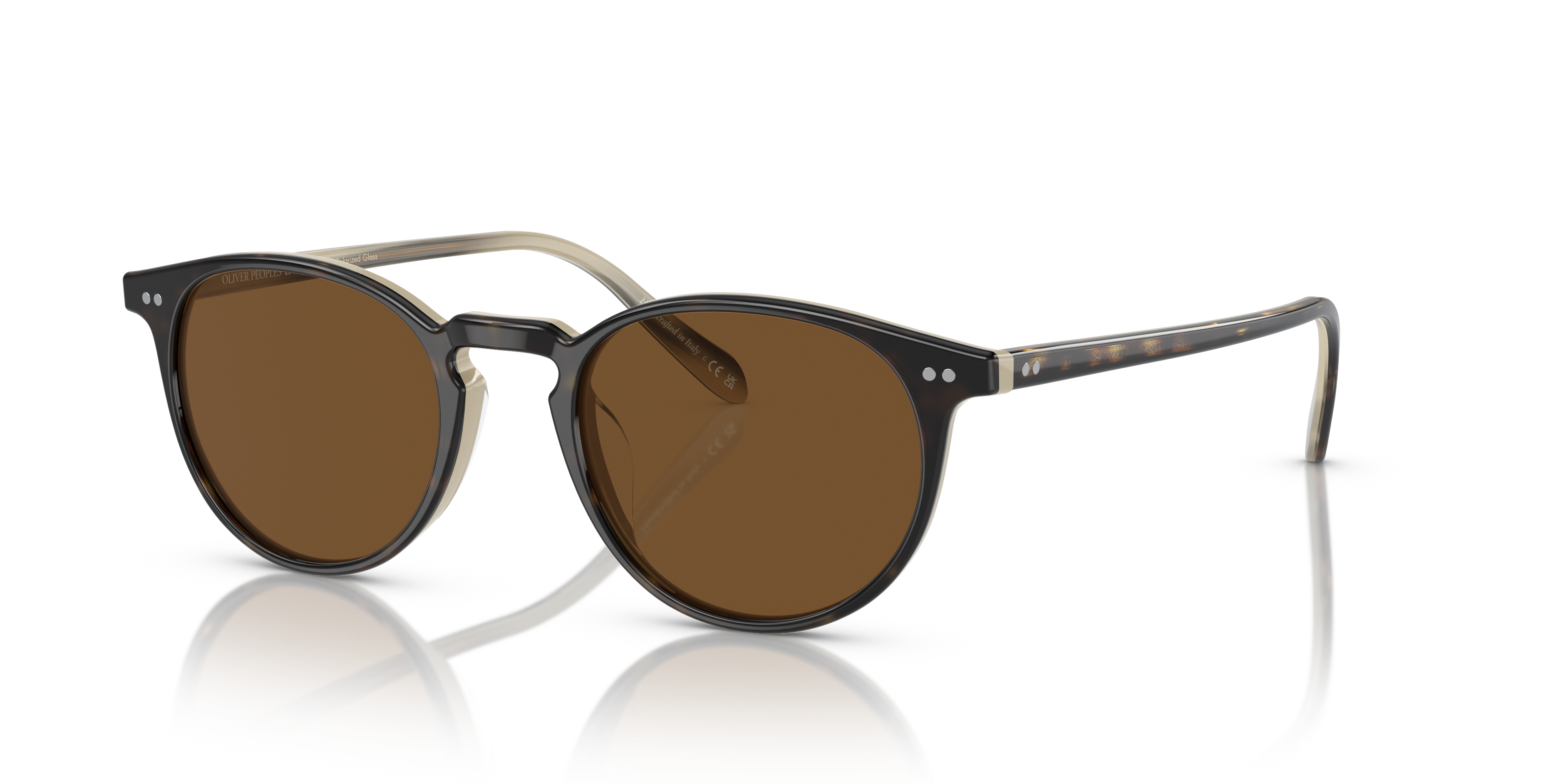 Oliver Peoples Riley Sun with Horn frame and True Brown Polar