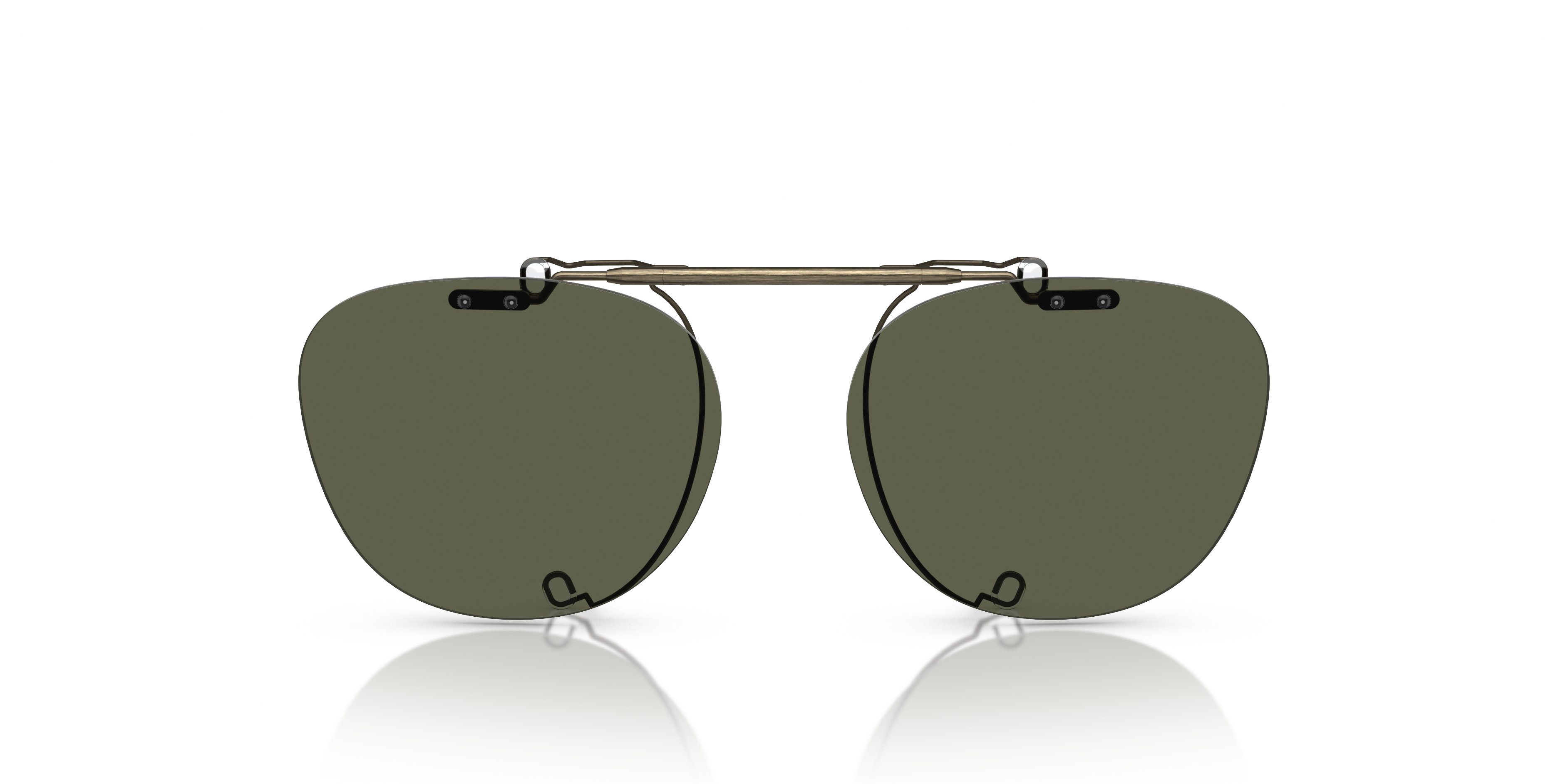 Oliver Peoples Sheldrake Flip-Up Clip with Antique Gold frame and Oliver Peoples Sheldrake Flip-Up Clip with Antique Gold frame and