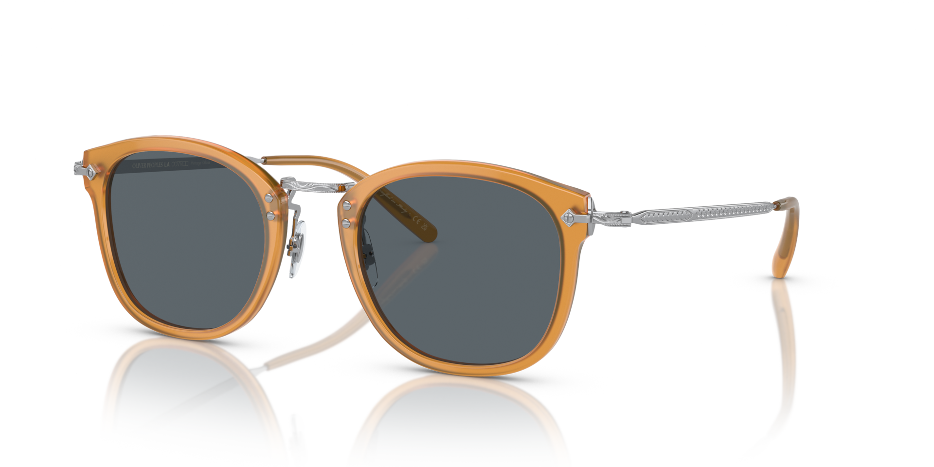 Oliver Peoples OP-506 Sun with Amber-Silver frame and Blue lenses