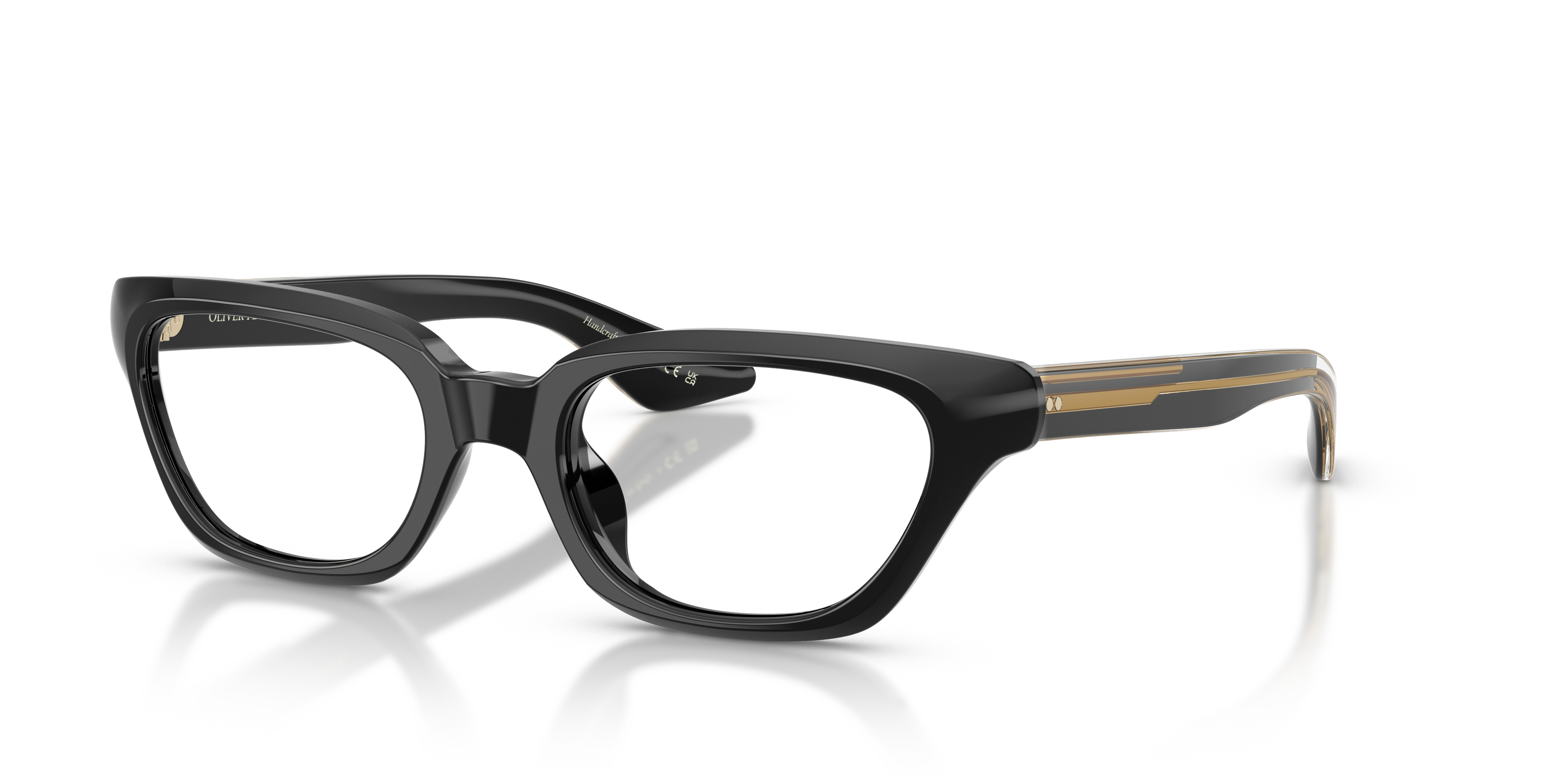 Oliver Peoples 1983C の ブラック フレームと Clear Blue-Violet