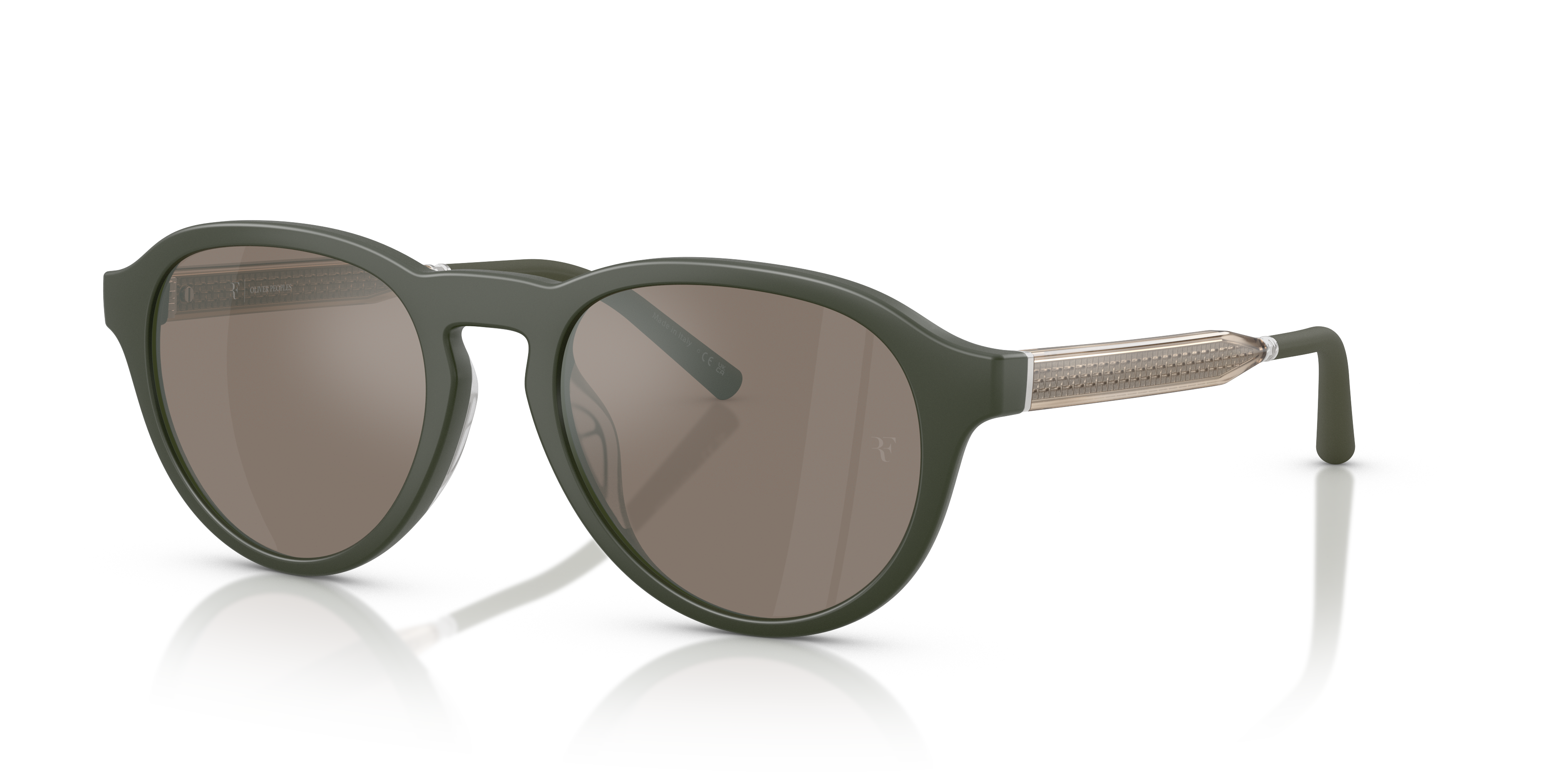 Oliver Peoples R-8 with Semi-Matte Green Smoke frame and Sierra