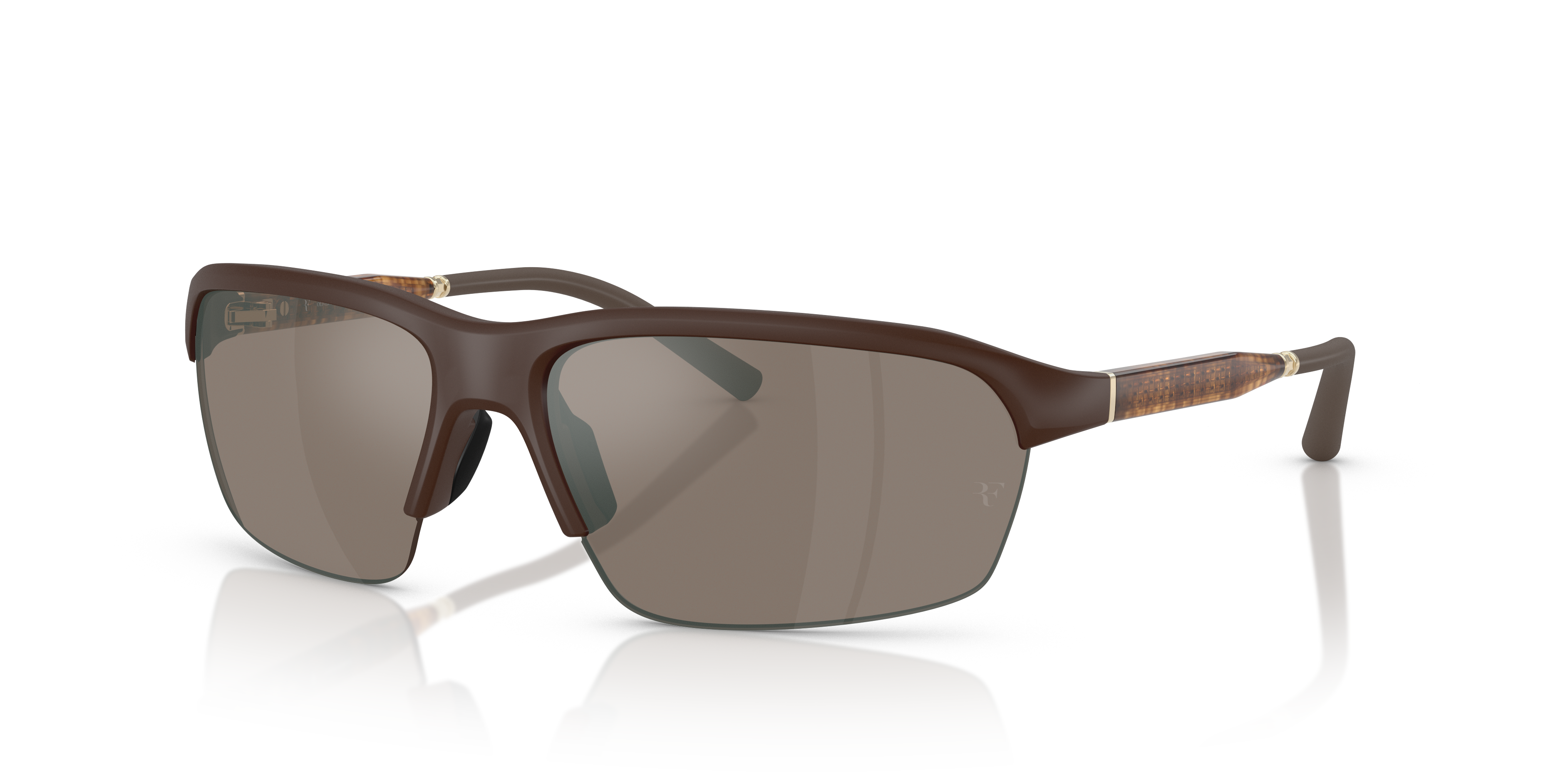 Oliver Peoples R-6 with Semi-Matte Umber frame and Sierra Flash