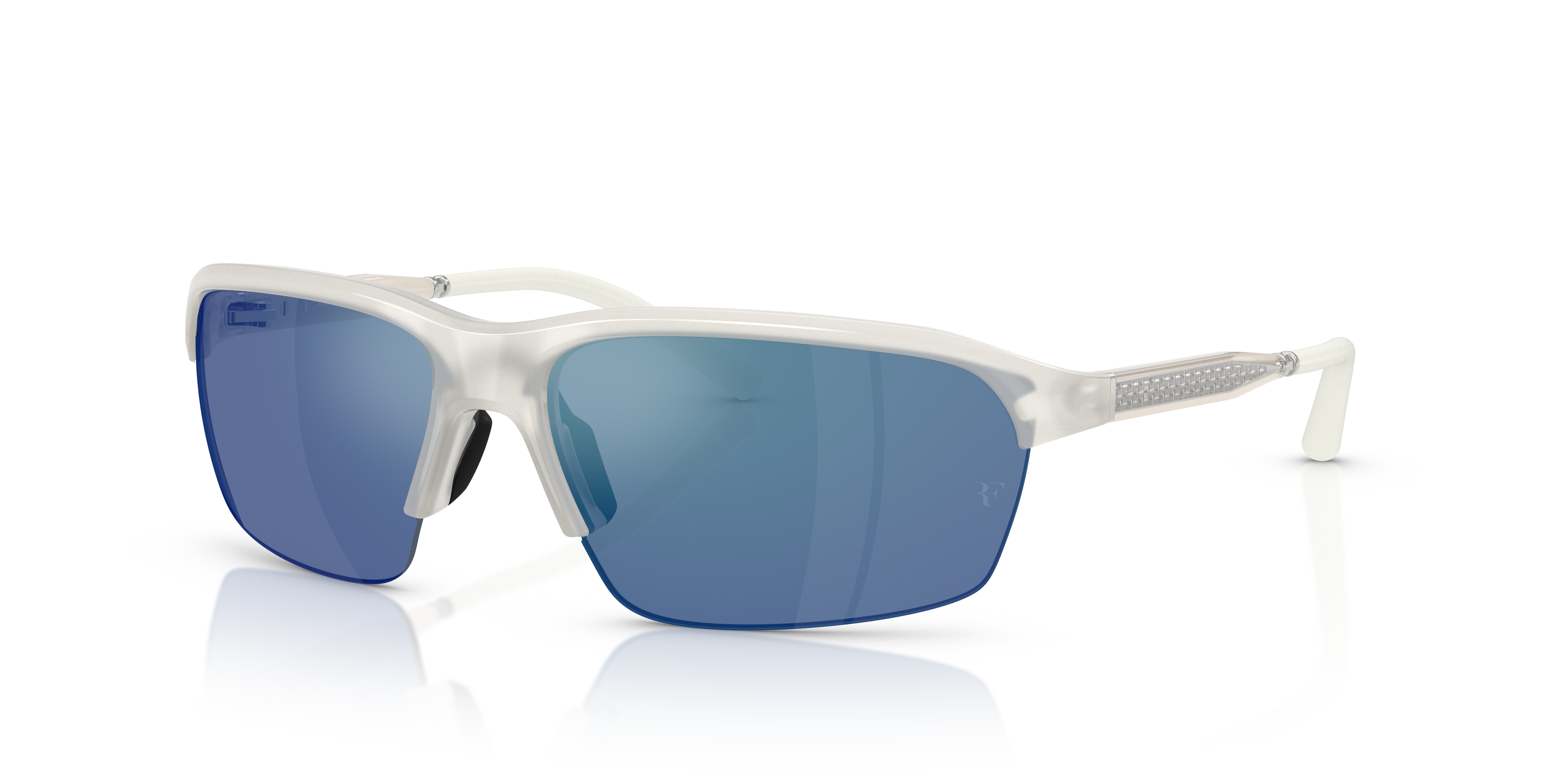 Oliver Peoples R-6 with Warm White frame and Marine Flash Mirror