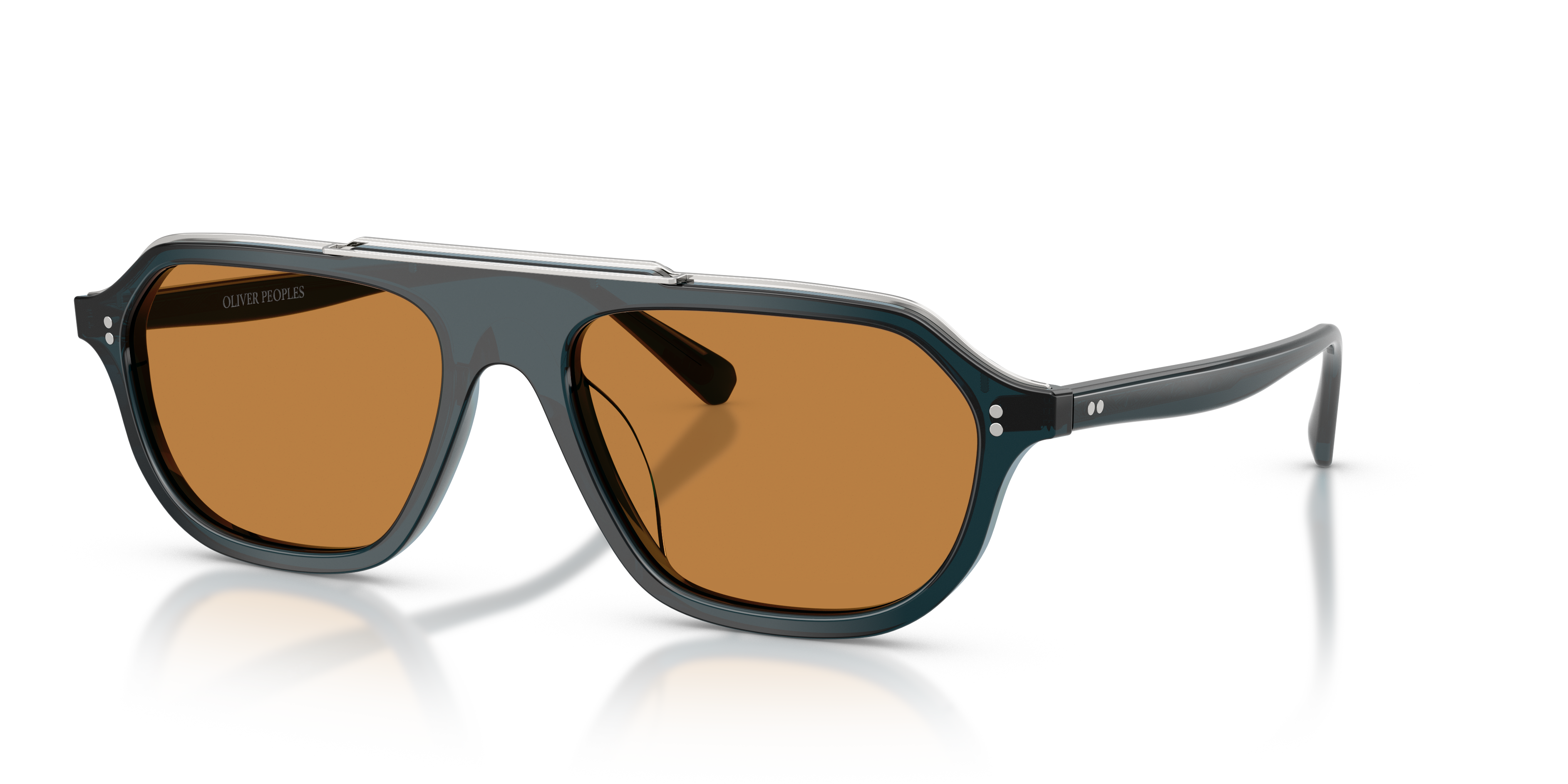 Oliver Peoples Estin with Midnight Teal frame and Cognac lenses