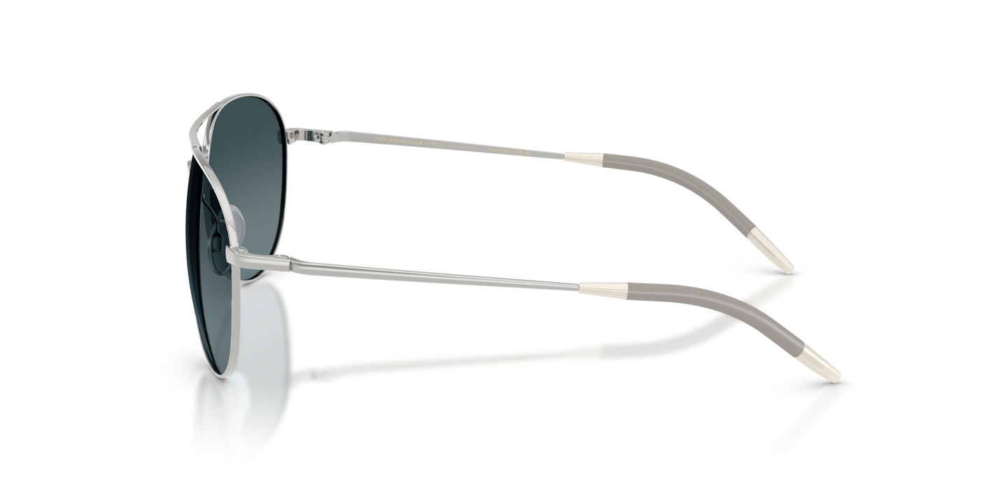 Sie Oliver Peoples Benedict mit Silber Gestell und Blau Gläsern - Bild Gelenk