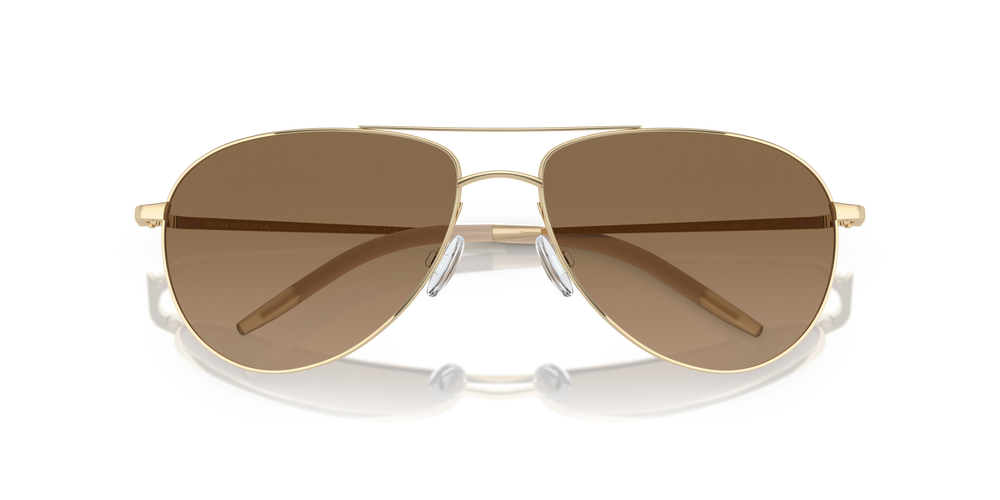 Oliver Peoples Benedict の ゴールド フレームと クリア諧調 ブラウン