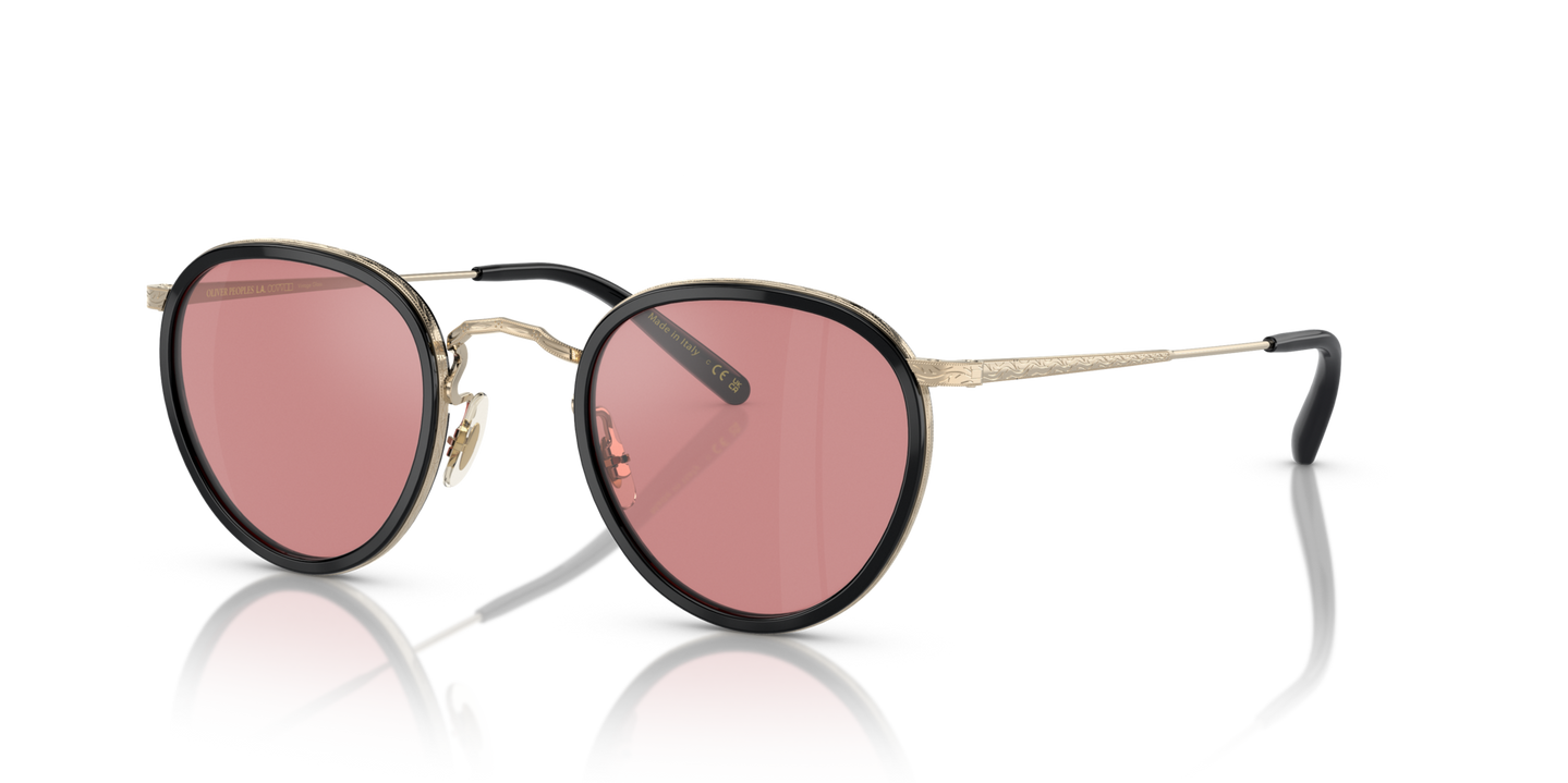 Oliver Peoples MP-2 Sun con montura Negro/Oro y lentes Violeta - Imagen Filigranas