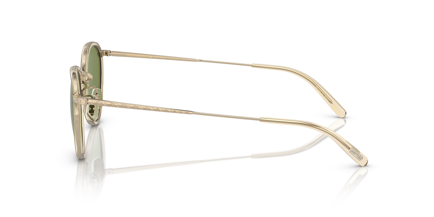 Oliver Peoples MP-2 Sun の バフ-ゴールド フレームと グリーン