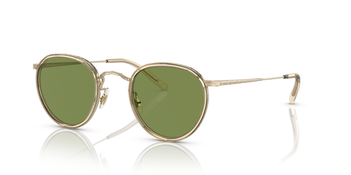 Oliver Peoples MP-2 Sun with Buff-Gold frame and Green lenses - Image Filigrees