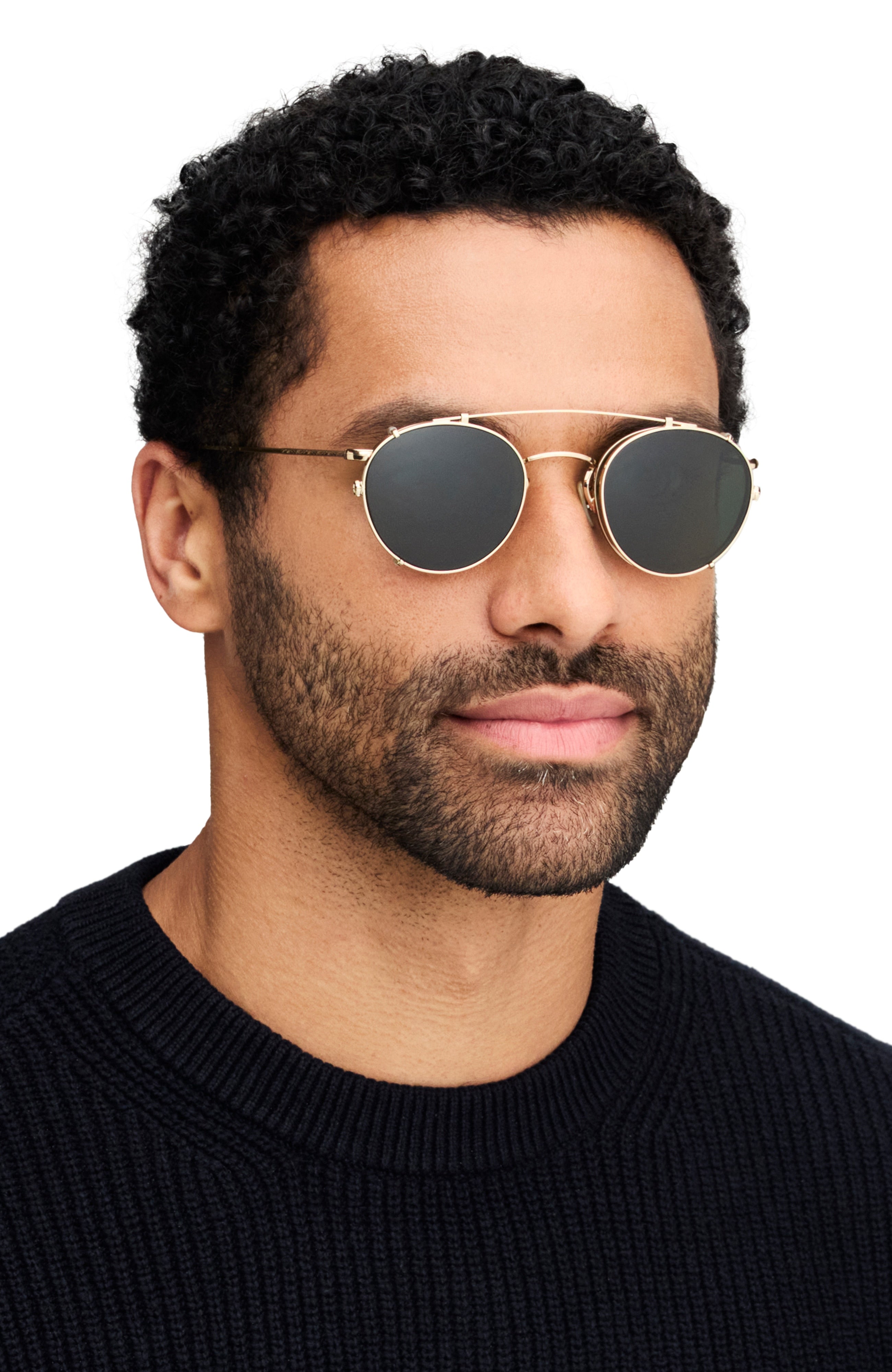 オーバルサングラス クリア ヴィンテージ ストリート Oliver Peoples Coleridge Clip with Gold frame and Green lenses