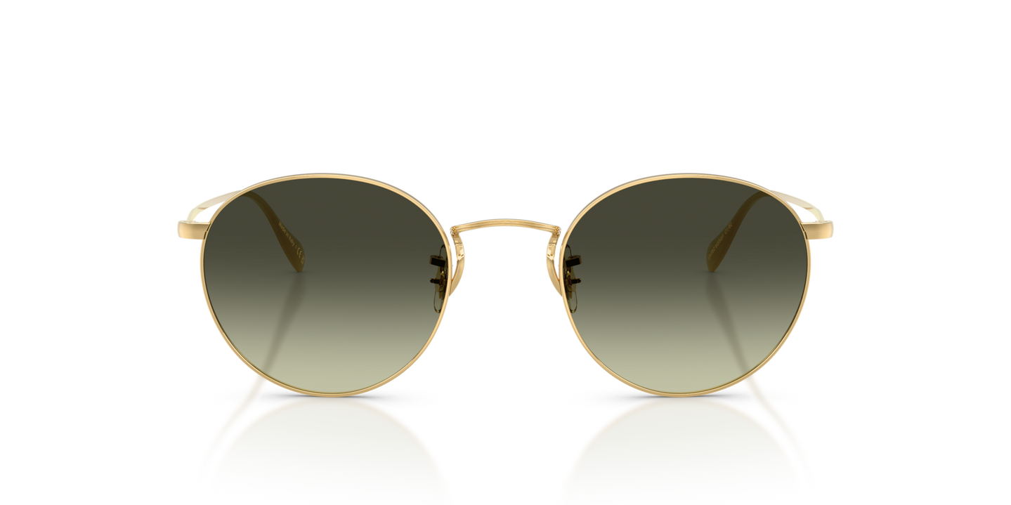Oliver Peoples Coleridge Sun Gold Plated with 18K Yellow Gold frame and Green lenses - Image Lenses