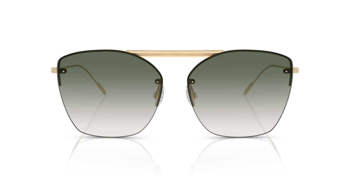 Oliver Peoples Ziane with Ziane Gold/Buff Top Bar Viridi frame and Green lenses - Image Lenses