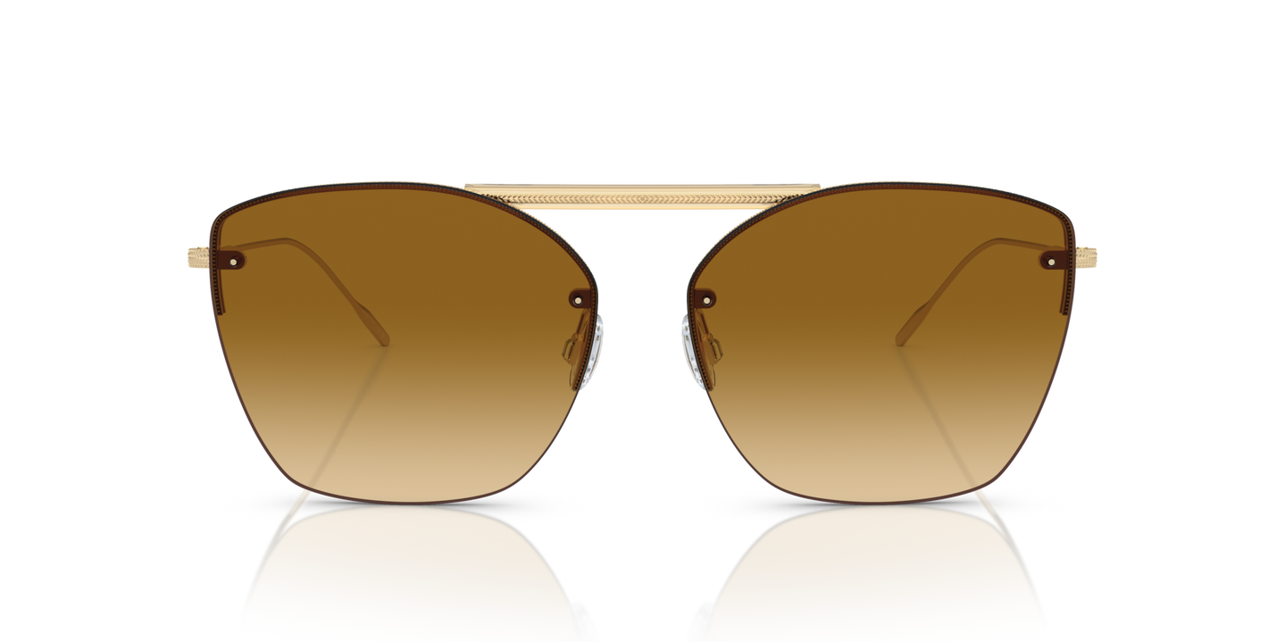 Sie Oliver Peoples Ziane mit Ziane Gold/Buff Top Bar Amaret Gestell und Braun Gläsern - Bild Gläser