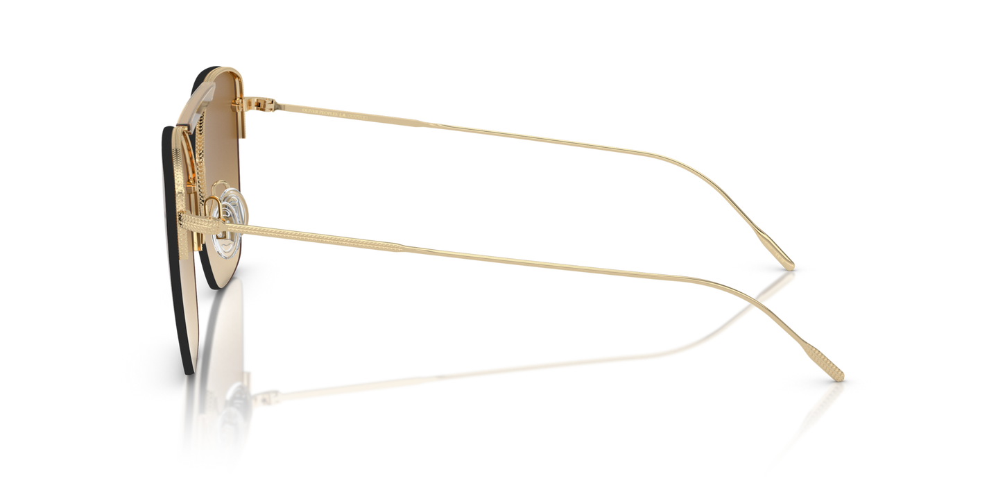 Sie Oliver Peoples Ziane mit Ziane Gold/Buff Top Bar Amaret Gestell und Braun Gläsern - Bild Bügel
