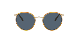 Sie Oliver Peoples Casson mit Weichgold-Bernstein Gestell und Blau Gläsern - Das Bild 2