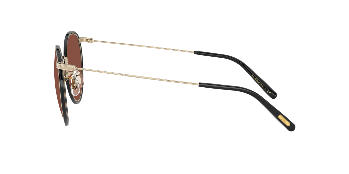 Oliver Peoples Casson avec une monture Or pâle-Noir et des verres Brun - Image Oliver Peoples Logo