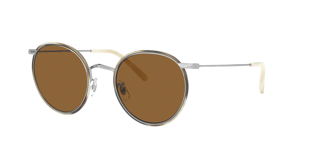 Oliver Peoples Casson con montura Plata-Cuerno Beis y lentes Marrón - imagen 4