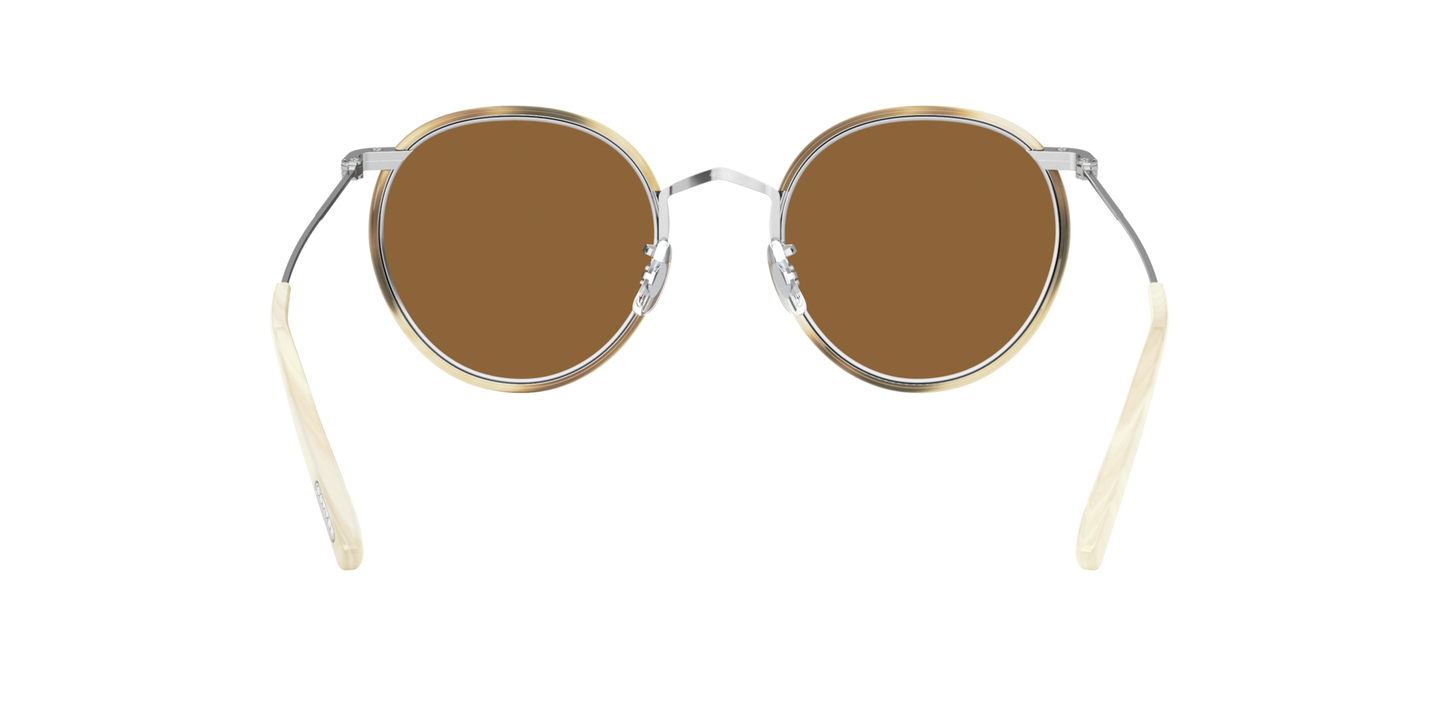 Sie Oliver Peoples Casson mit Silber-Beige Horn Gestell und Braun Gläsern - Bild Stegplättchen