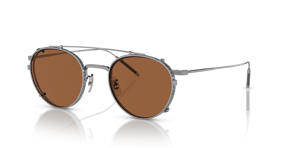 Oliver Peoples TK-1 Clip con montura Plata Cepillado y lentes Naranja - El 3
