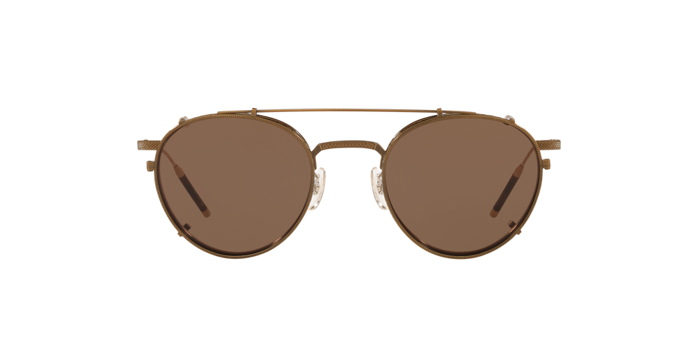 Oliver Peoples Sheldrake Flip-Up Clip with Antique Gold frame and Oliver Peoples Sheldrake Flip-Up Clip with Antique Gold frame and