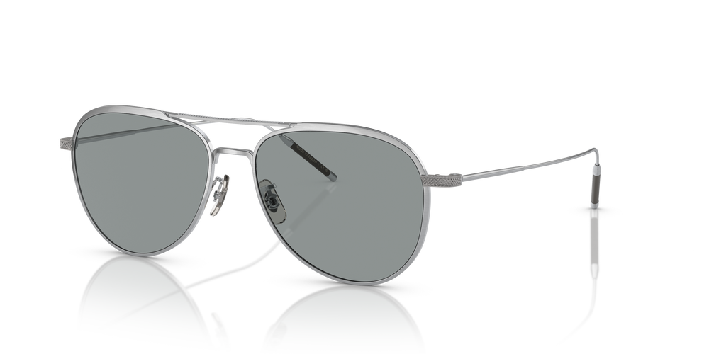 Oliver Peoples TK-3 with Brushed Silver frame and Ash Blue Wash