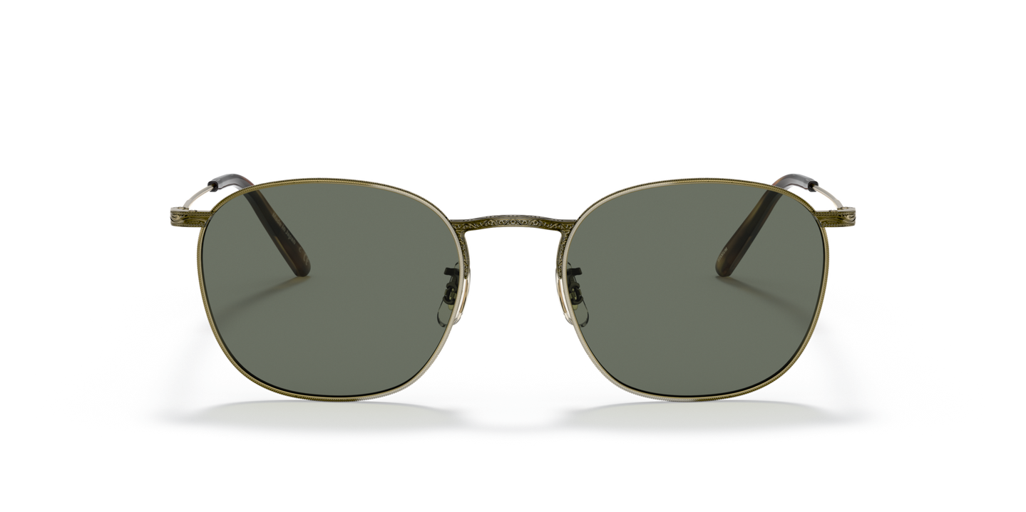 Oliver Peoples Goldsen Sun avec une monture Or patiné et des verres Vert - Image Matériau