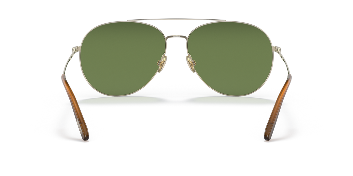 Oliver Peoples Airdale with Soft Gold frame and Green lenses - Image Nosepads