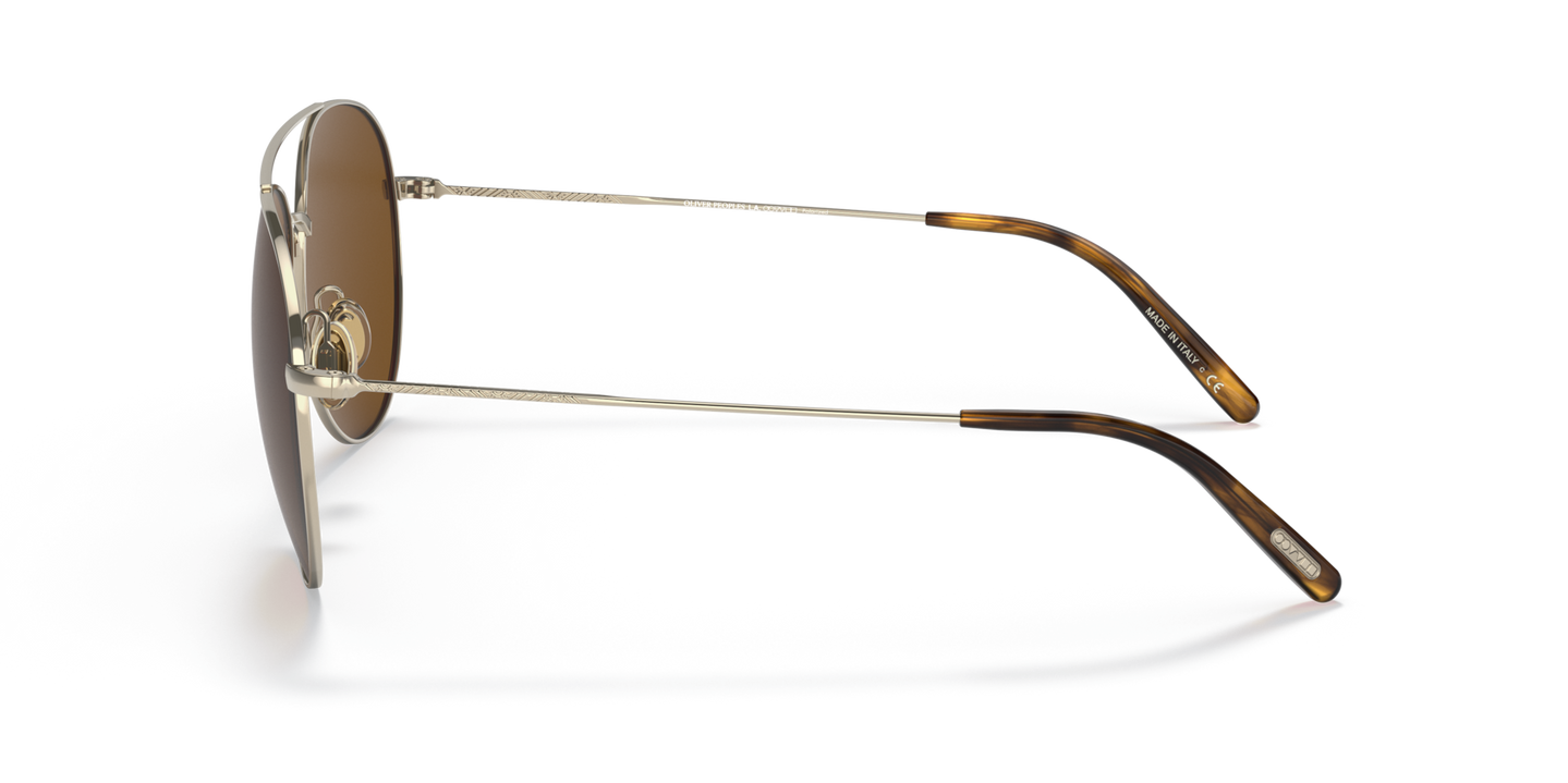 Oliver Peoples Airdale with Soft Gold frame and Brown lenses - Image Oliver Peoples Logo