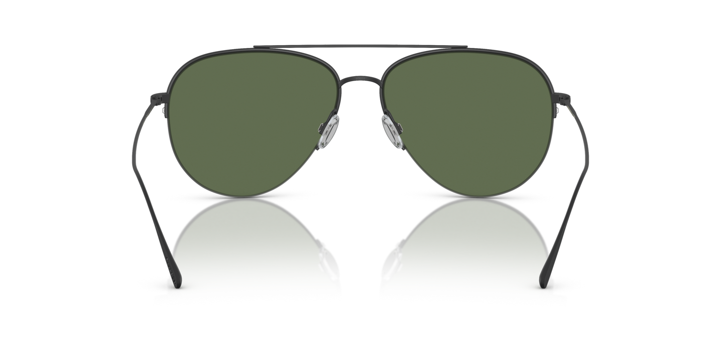 Oliver Peoples Cleamons with Matte Black frame and Green lenses - Image Nosepads
