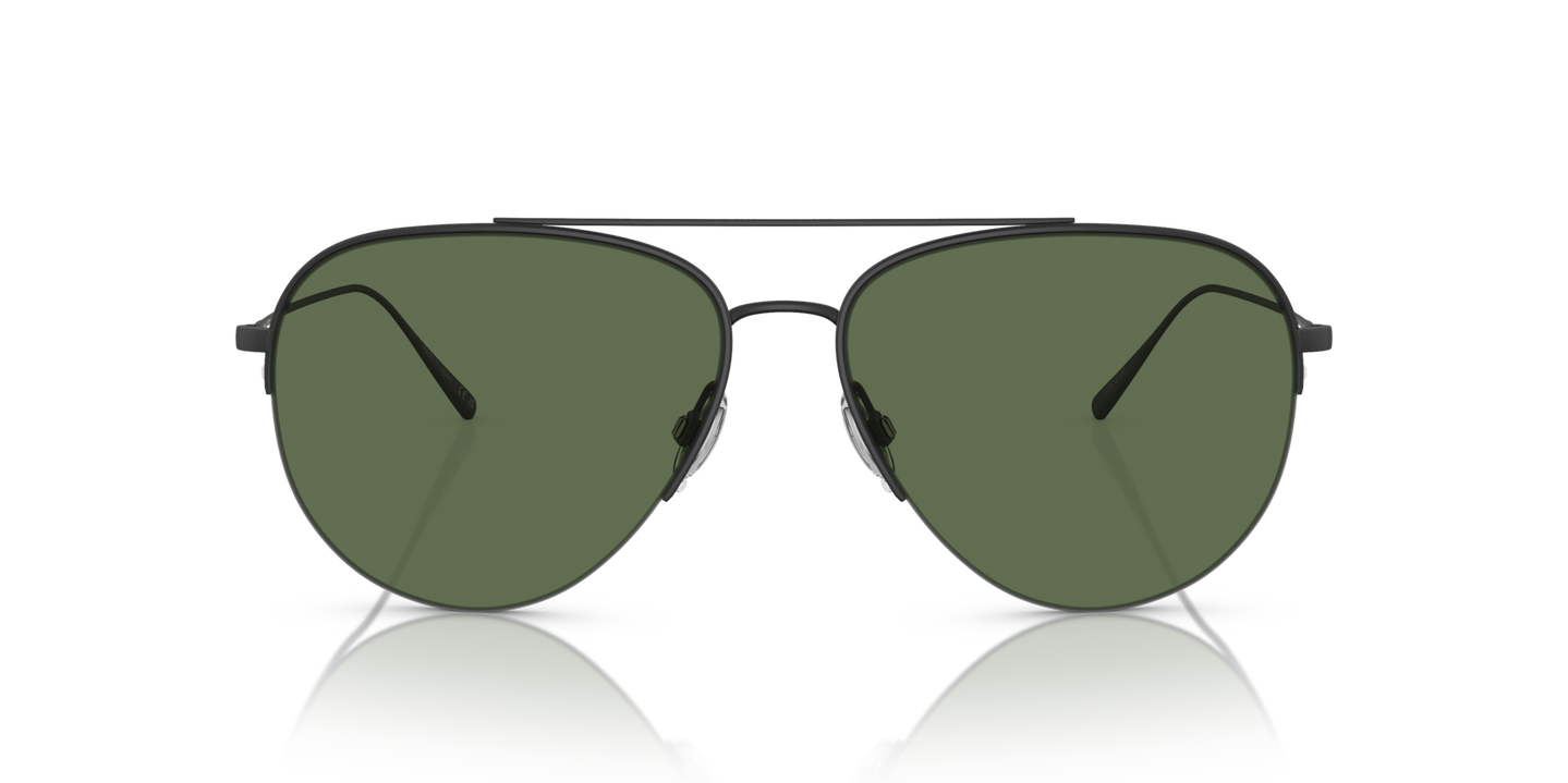 Oliver Peoples Cleamons avec une monture Noir mat et des verres Vert - Image Matériau