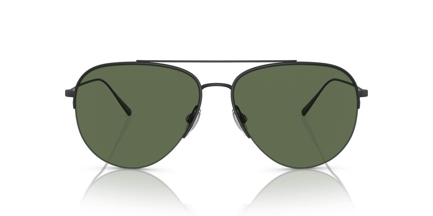 Oliver Peoples Cleamons with Matte Black frame and Green lenses - Image Material