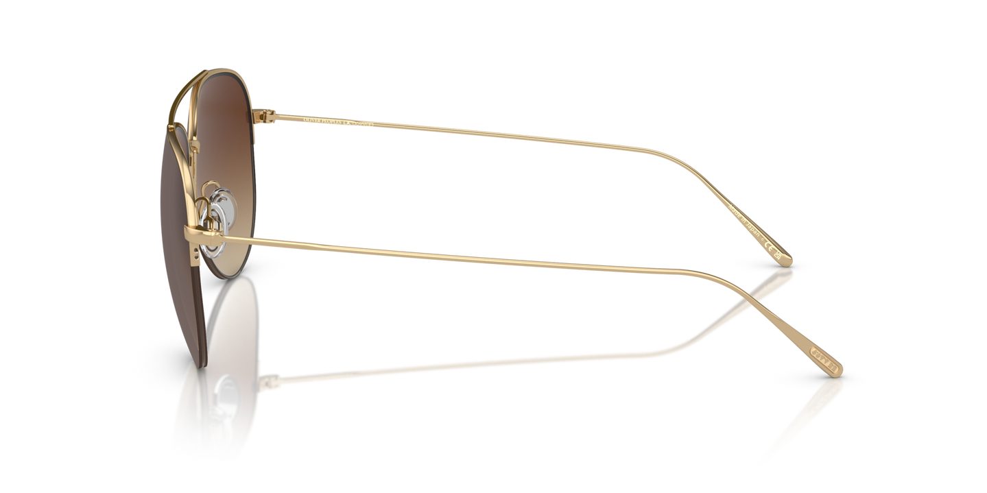 Oliver Peoples Cleamons with Gold frame and Brown lenses - Image Oliver Peoples Logo