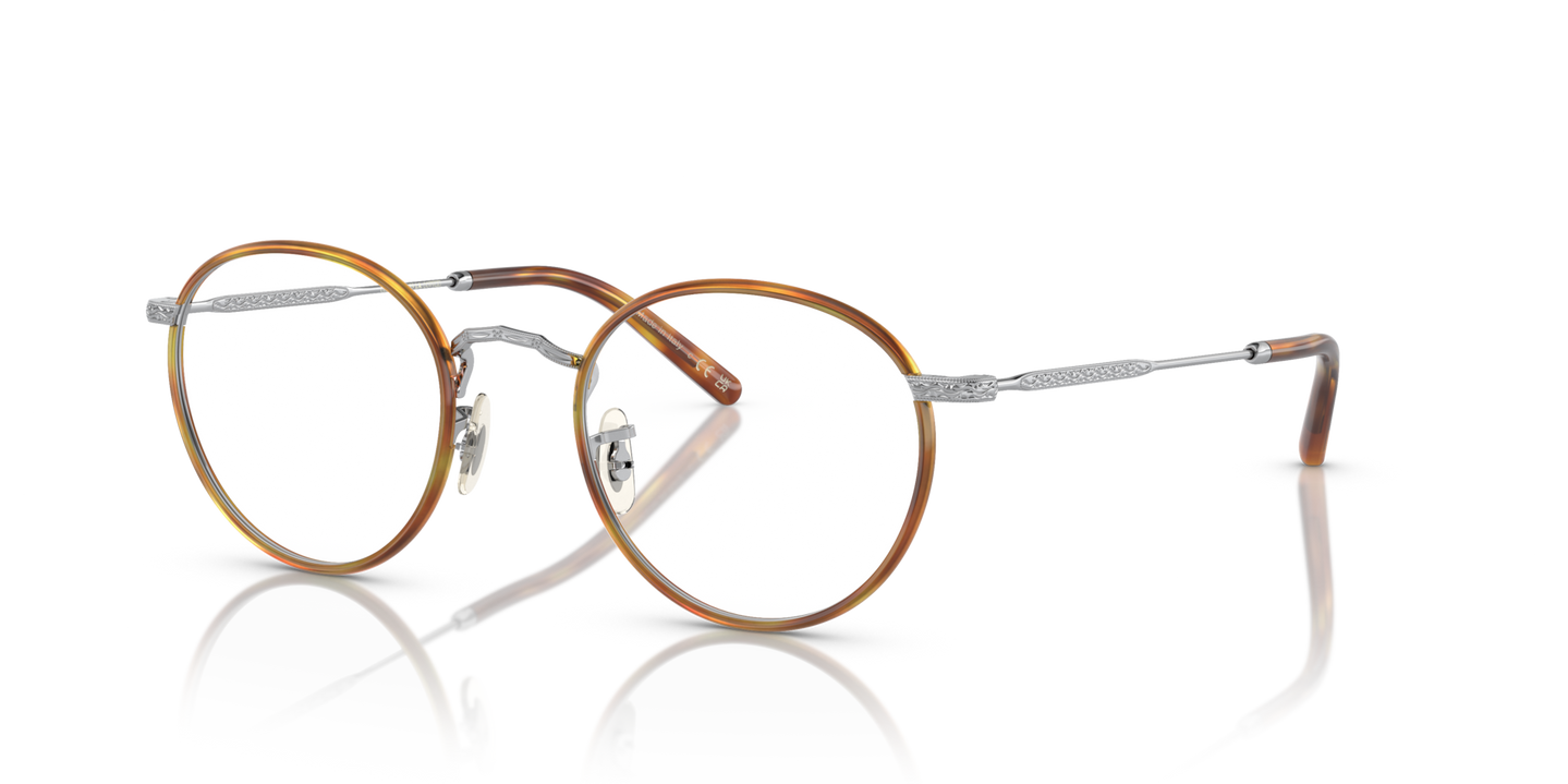 Oliver Peoples Carling con montura Plateado satinado / Ámbar y tortuga - Imagen Aros