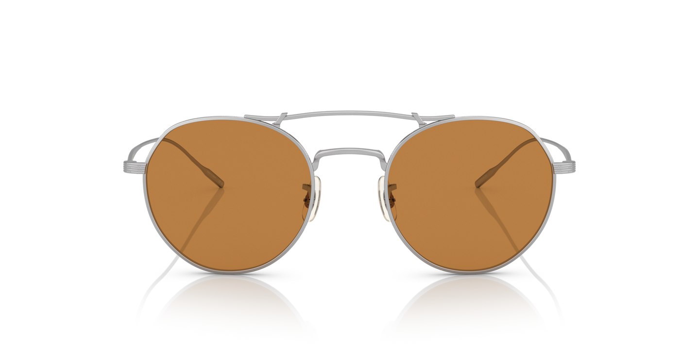 Oliver Peoples Reymont with Silver frame and Brown lenses - Image Lenses