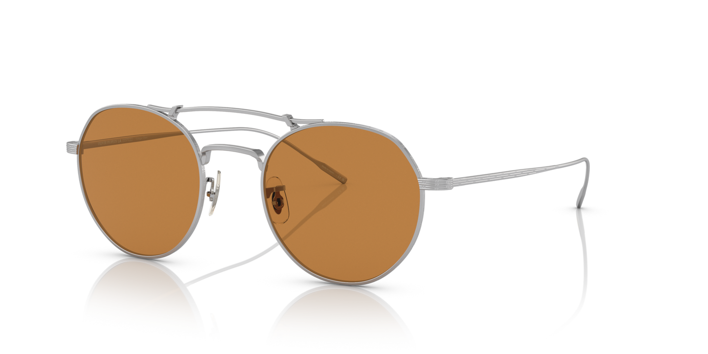 Oliver Peoples Reymont with Silver frame and Brown lenses - Image Eyewire