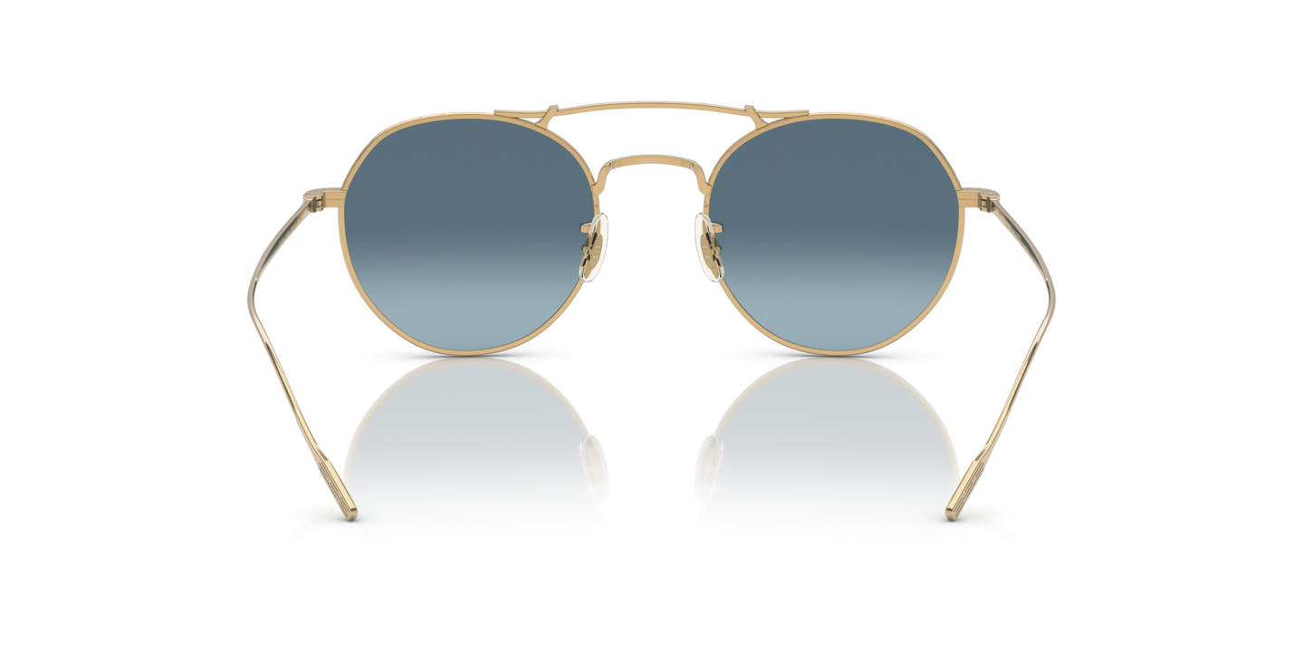 Oliver Peoples Reymont with Gold frame and Blue lenses - Image Nosepads