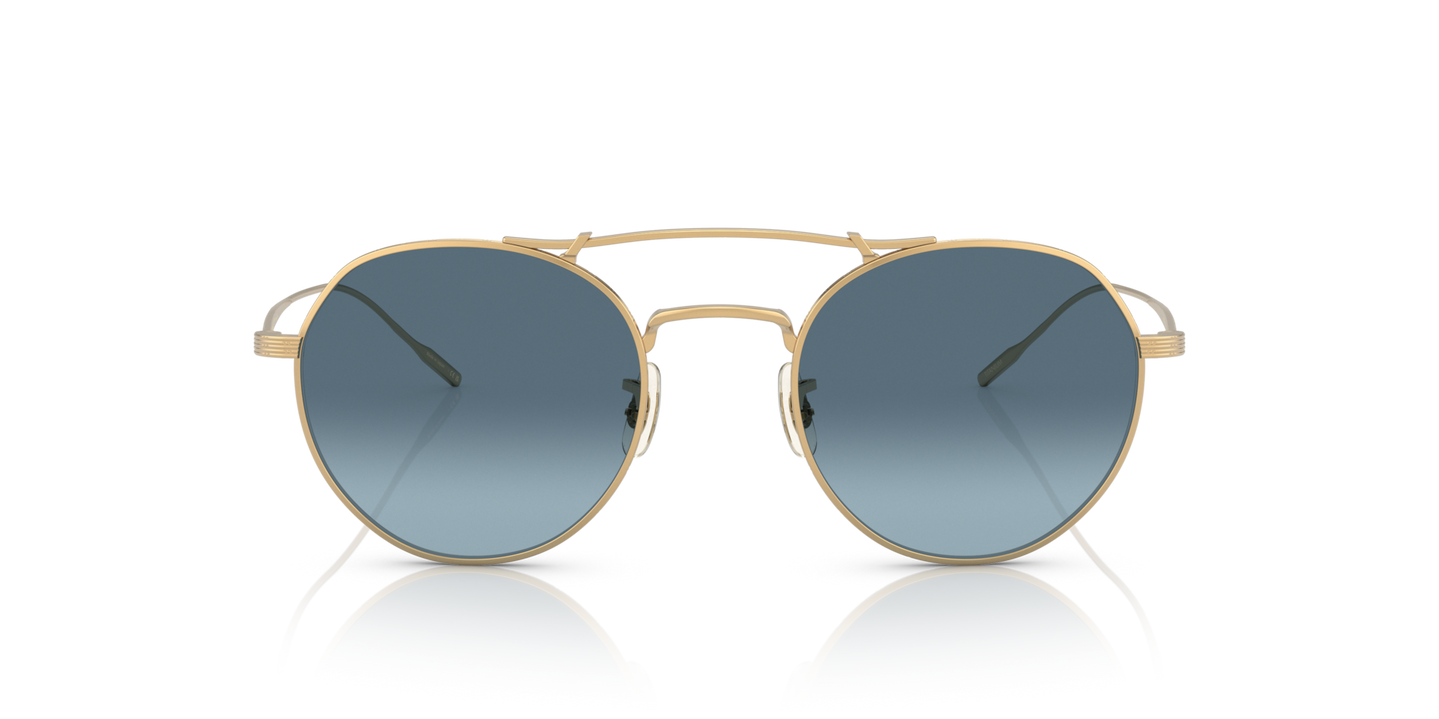 Oliver Peoples Reymont with Gold frame and Blue lenses - Image Lenses
