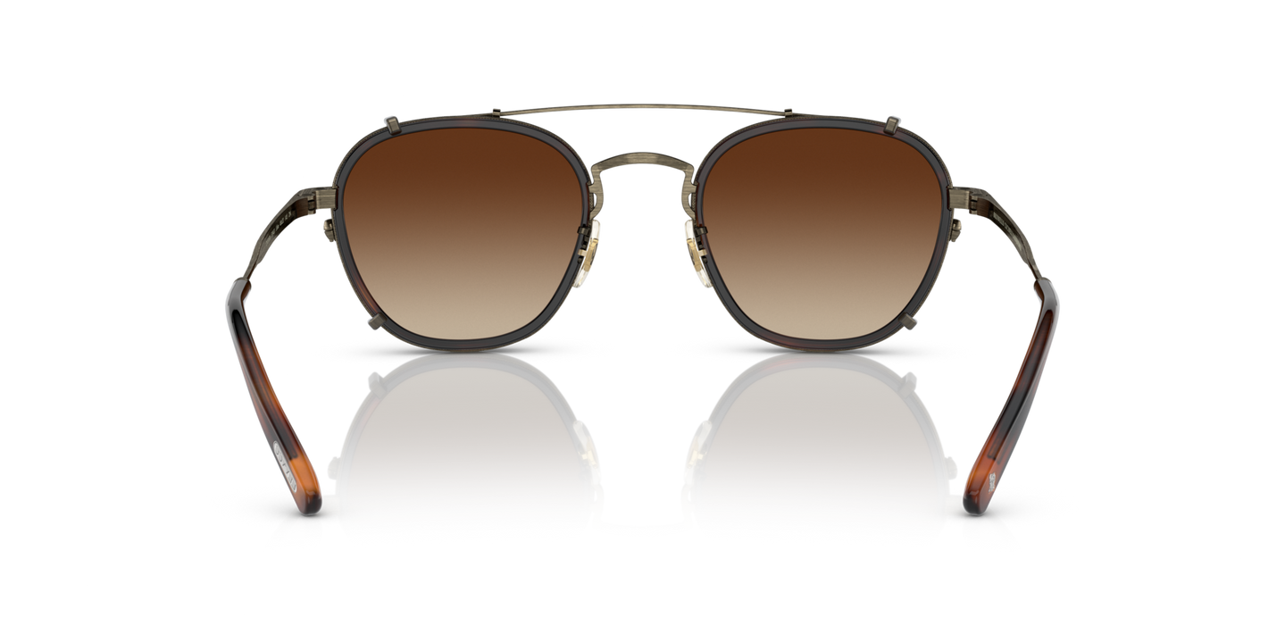 Oliver Peoples Lilletto with Antique Gold/Dark Mahogany frame and Brown lenses - Image Nosepads