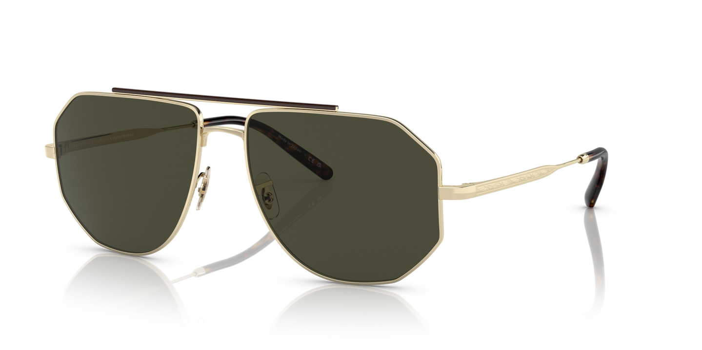 Oliver Peoples Moraldo with Gold frame and Green lenses - Image Top Bar