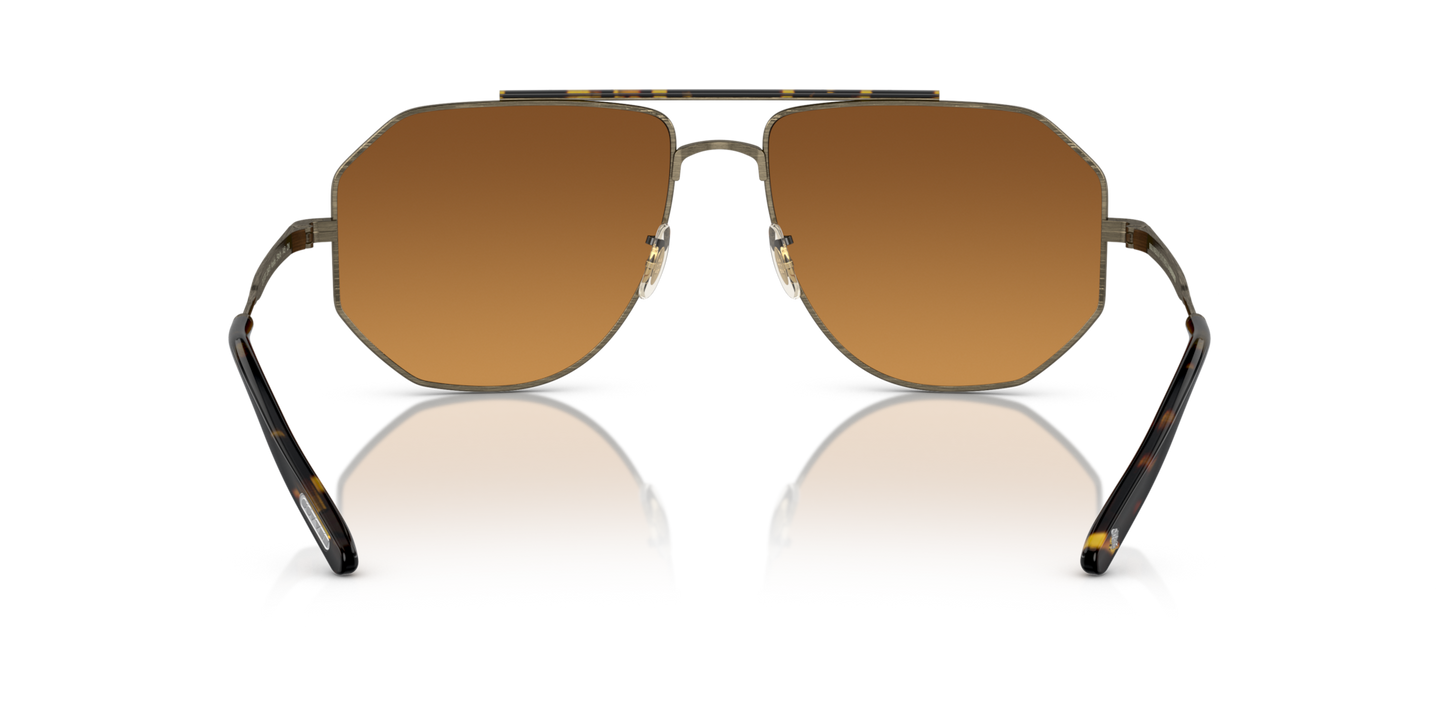 Oliver Peoples Moraldo with Antique Gold frame and Brown lenses - Image Nosepads