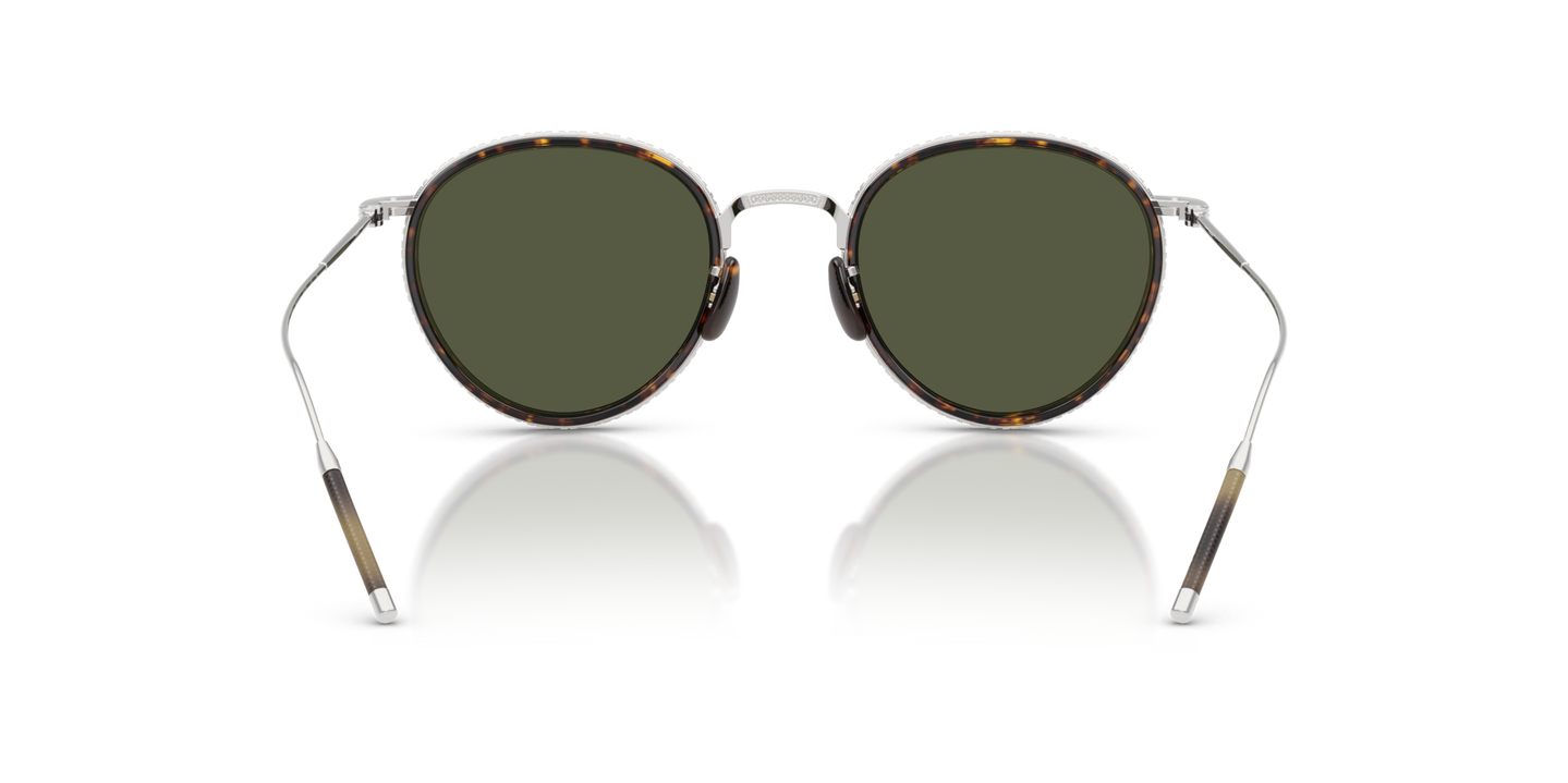 Oliver Peoples TK-8 Sun Gold Plated with 18k White Gold Plated frame and Green lenses - Image Nosepads