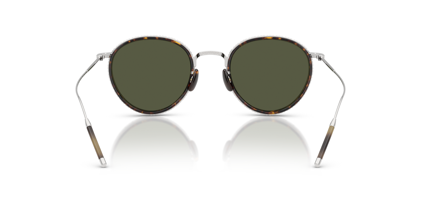Oliver Peoples TK-8 Sun Gold Plated with 18k White Gold Plated frame and Green lenses - Image Nosepads