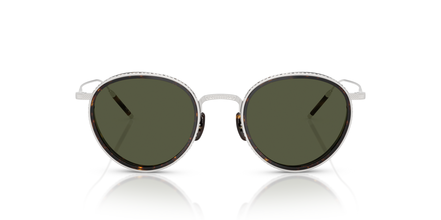 Oliver Peoples TK-8 Sun Gold Plated with 18k White Gold Plated frame and Green lenses - Image Material
