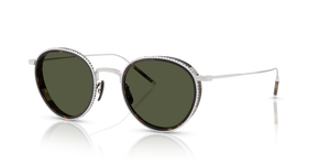 Oliver Peoples TK-8 Sun Gold Plated avec une monture Plaqué or blanc 18k et des verres Vert - L'image 1