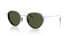 Oliver Peoples TK-8 Sun Gold Plated with 18k White Gold Plated frame and Green lenses - image 1